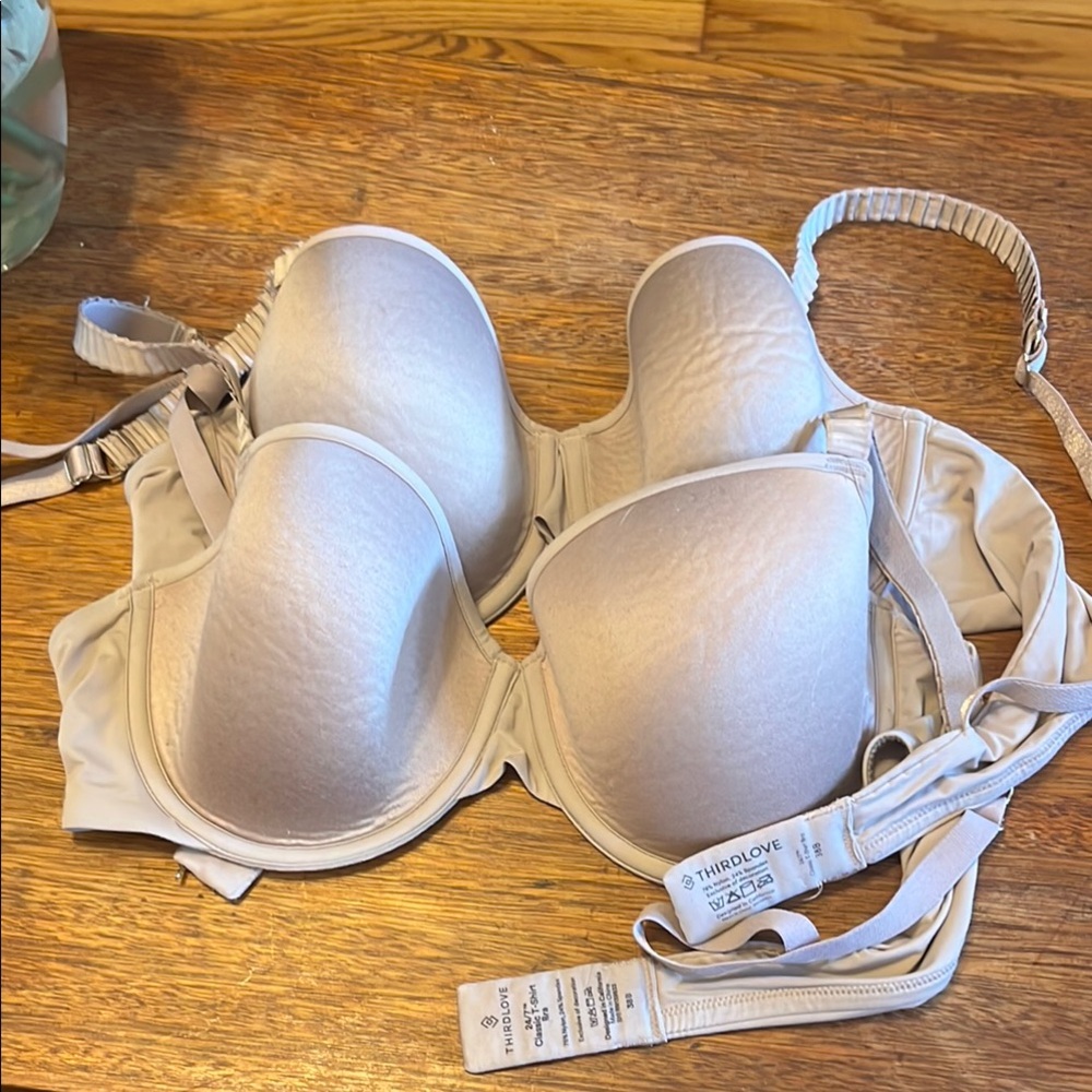 2 ThirdLove Women's Light Beige T-Shirt Bras 36B
